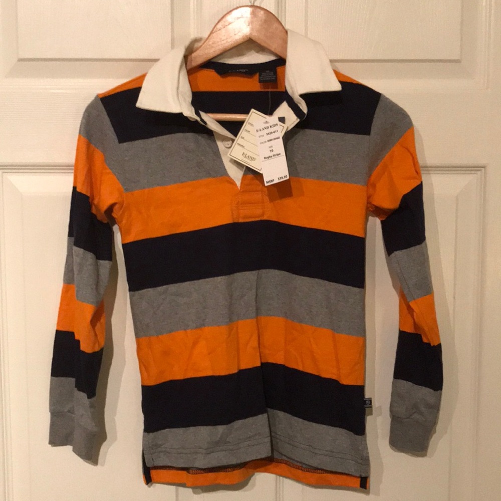 E-Land Striped long sleeve Polo
